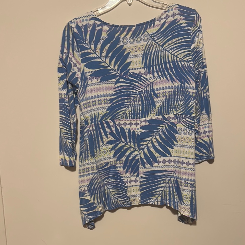 Ruby Rd. Palm Leaf Pattern Long Sleeve Top - image 2